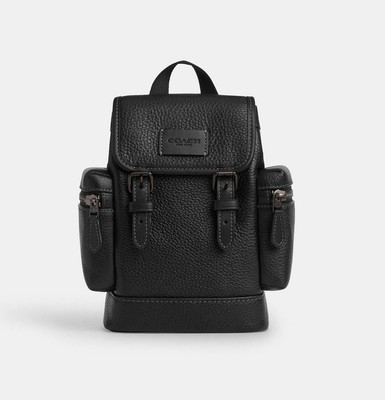 Coach Sprint Sling Pack Leather Men s Backpack CBF63 Black Copper/Black