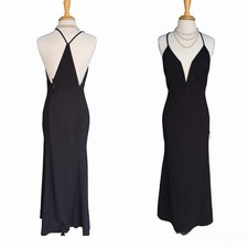 NWT Lulus Deep V-Neck Maxi Black Open Racer Back Prom Coctail Evning Dress M