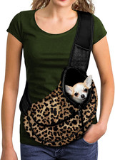 Leopard Animal Print Pet Carrier Sling for Small Dogs Cats Hands Free Pet Puppy