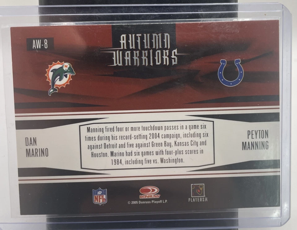 2005 Donruss Zenith - Autumn Warriors Peyton Manning, Dan Marino #AW-8 HOF - Image 2 of 2