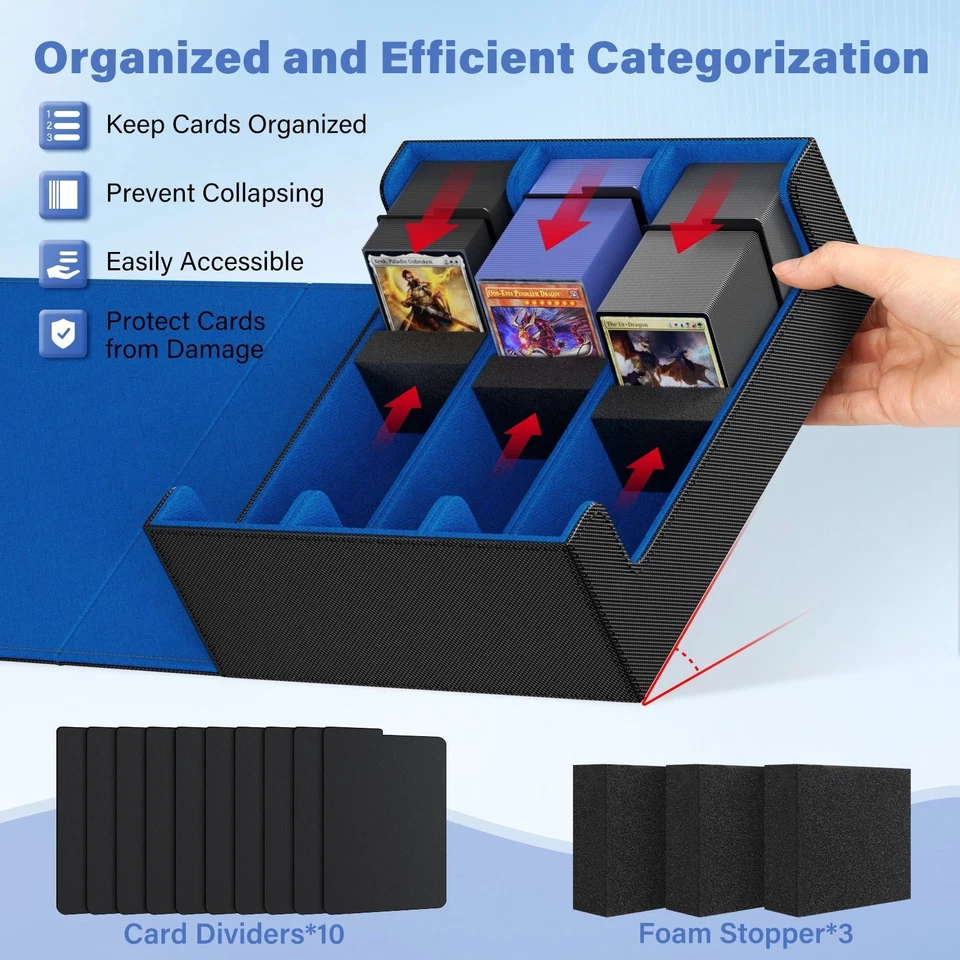 Trading Card Storage Box for 1800+, Leather Storage Box with Strong Closure - Image 3 of 4