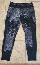Women's LOLE Burst Black Pointilism Mid-Rise Side Pockets Mesh Leggings size L