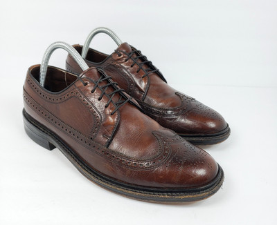 Freeman Free-Flex Mens Sz 8.5 D Brown Leather Wingtip Oxford Formal Dress Shoes