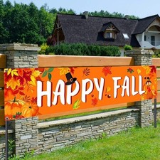 Large Happy Fall Banner Thanksgiving Banner Decor Thanksgiving Party Decorations