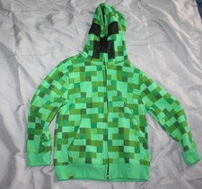 Minecraft Creeper Jacket Hoodie Mask Hood size M Boy Girl NEW Zip Halloween