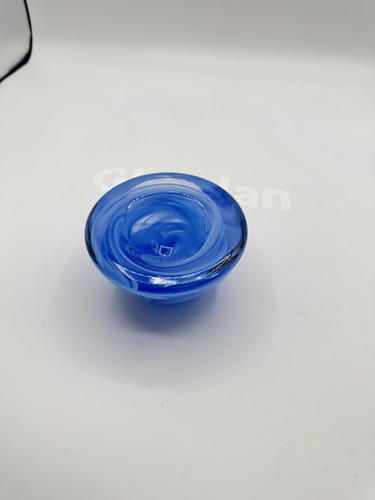 Kosta Boda ATOLL LIGHT BLUE Candle Bowl Swirl Design - Picture 2 of 5