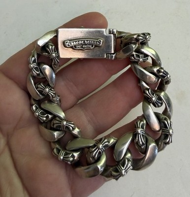 1997 Chrome Hearts Sterling Silver 7” Floral ID Cuban Link