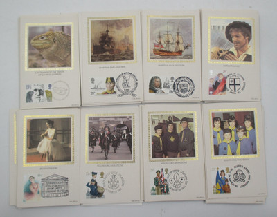 Benham Ersttagsausgabe Seidenpostkarten Restposten (1982-1983) 100er Set mit Briefmarken