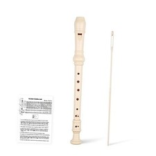 8-Hole Soprano Descant Recorder Style Kids Music Flute with German Beige