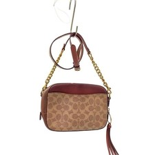 Borsa per fotocamera COACH firmata tela PVC marrone borsa a tracolla da donna...