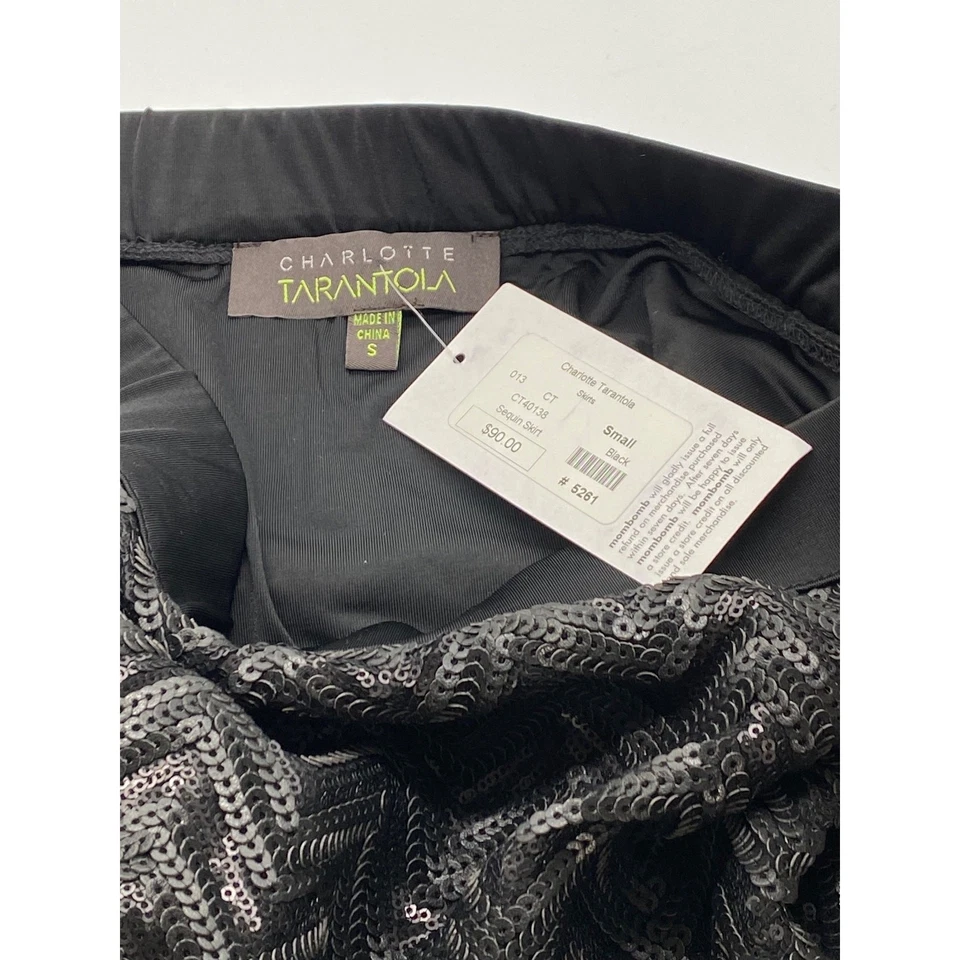 Charlotte Tarantola Anthropologie новый черный блестками мини юбка коктейль размер S - Изображение 4 из 4