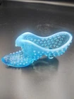 Vintage Fenton Hobnail Glass Blue Opalescent Cat Head Slipper Shoe