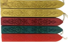 Red, Green, Cranberry & Gold Assortment Sealing Wax (with wicks), 5 Sticks total