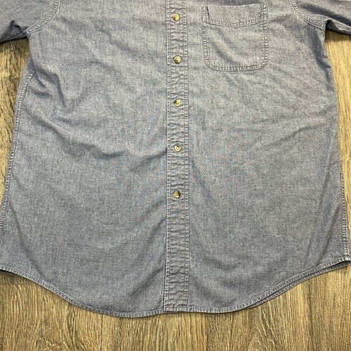 Camisa informal de colección LL Bean para hombre azul lavado medio ligero lavado azul algodón abotonada - Imagen 4 de 10