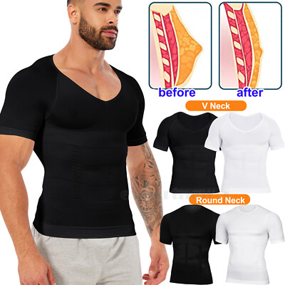 Herren Abnehmen Bauch Body Shaper Mieder Unterhemd Muskelshirt Bauchweg Weste DE