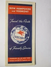 Socony Road Map of New Hampshire and Vermont 1938