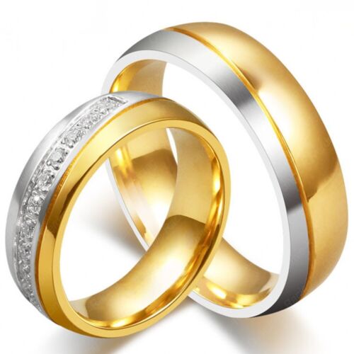 Anillos de amistad de plata oro anillos de pareja anillos de compromiso anillos de boda acero inoxidable - Imagen 1 de 6