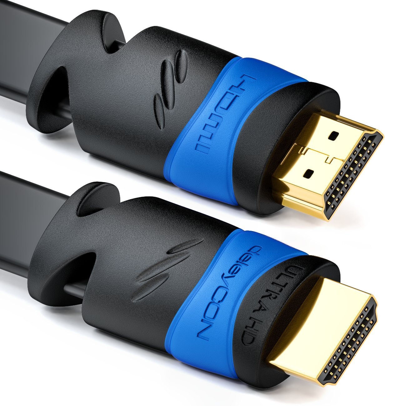 deleyCON 10m Cavo HDMI Piatto - Compatibile con HDMI 2.0 a 1.4 - UHD 4K 3D 10...
