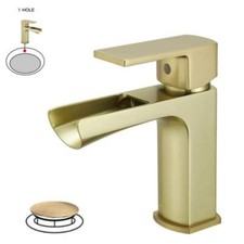 Waterfall Single Handle Single Hole Low-Arc Modern Bathroom Faucet Bathroom Drip