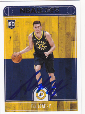 T.J. TJ LEAF INDIANA PACERS SIGNED NBA HOOPS ROOKIE BASKETBALL