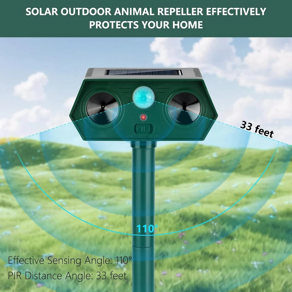 4/6Pack Solar Ultrasonic Animal Repellent Dog Skunk Deer Raccoon For Garden - Image 4 of 4