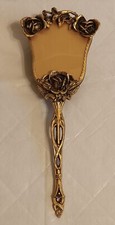 Vintage Stylebuilt 24k Gold Plated Hair Brush with Roses Good Condition 