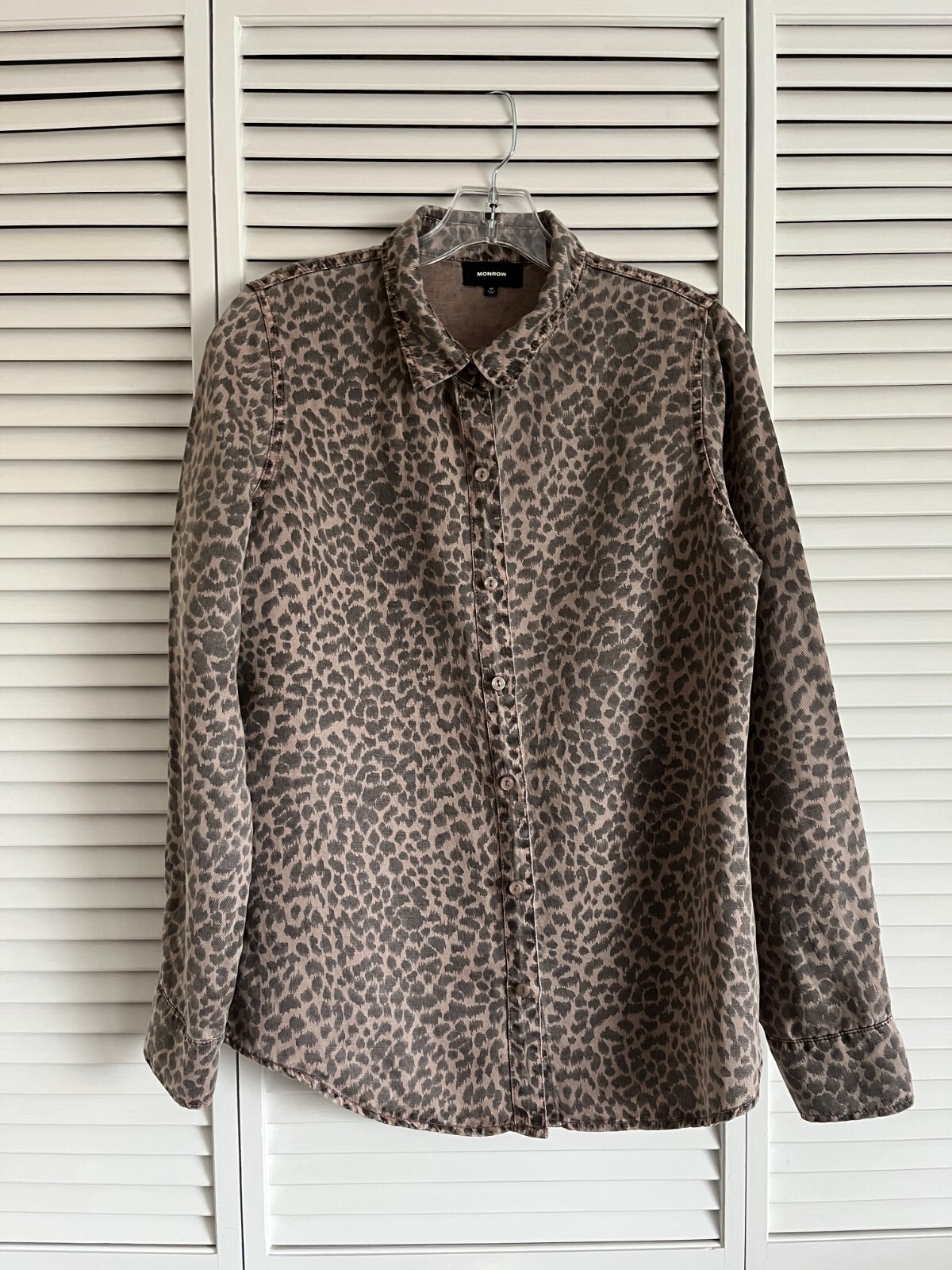 Monrow Mini Leopard Basic Shirt brown women’s med… - image 1