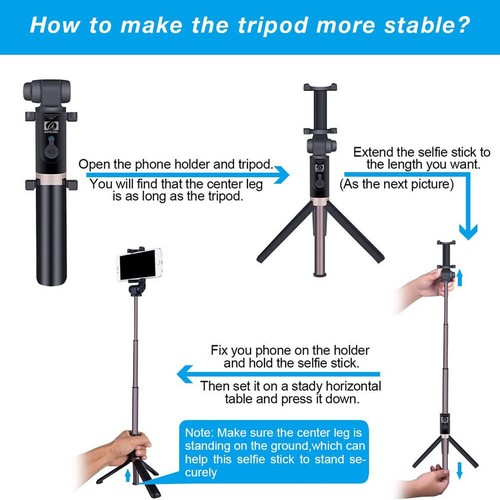 APEXEL Selfie Stick Phone Tripod Stand with Wireless Remote for iPhone Samsung - Photo 8 sur 10