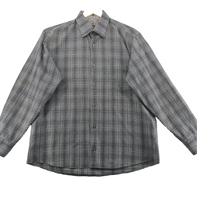 Marcello Sport Men's Size L Beige Check Cotton Blend Flip Cuffs Casual Shirt