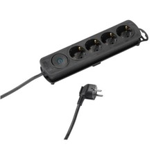 Presa Multipla 4 Spine Schuko Tedesca Nera 16A 3680W Interruttore Protezione