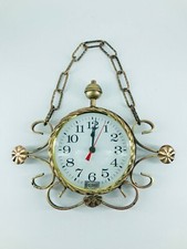Orologio lavorazione artigianale in ferro battuto da parete al quarzo catena