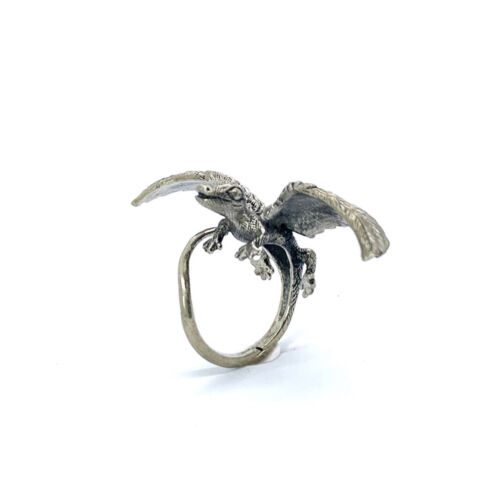 Anillo de alas de ángel gecko unisex plata esterlina vikingo bohemio motociclista calavera gitana - Imagen 1 de 12