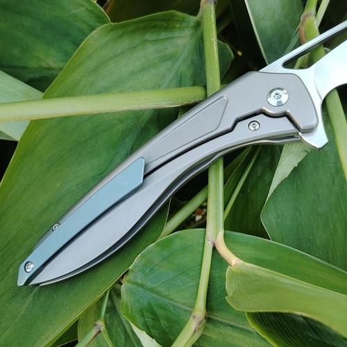 8'' New Fast Opening CNC M390 Blade Full TC4 TITANIUM Handle Folding Knife VTF15 - Picture 8 of 11