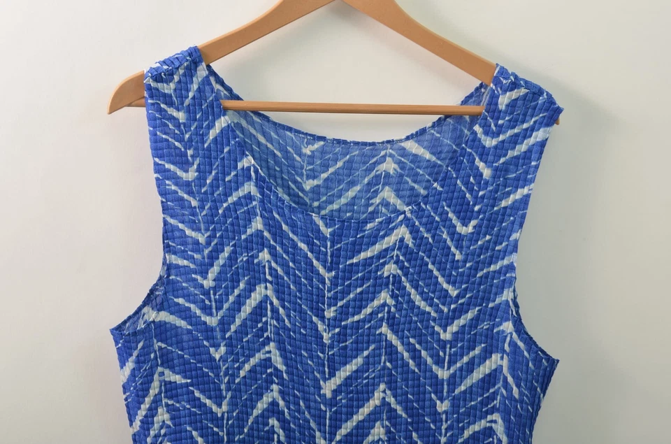 Blusa sin mangas Impressions para mujer 3X poliéster azul elástico Foto 2 de 4