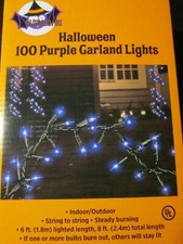 HH. Halloween 100. purple garland lights. NIB