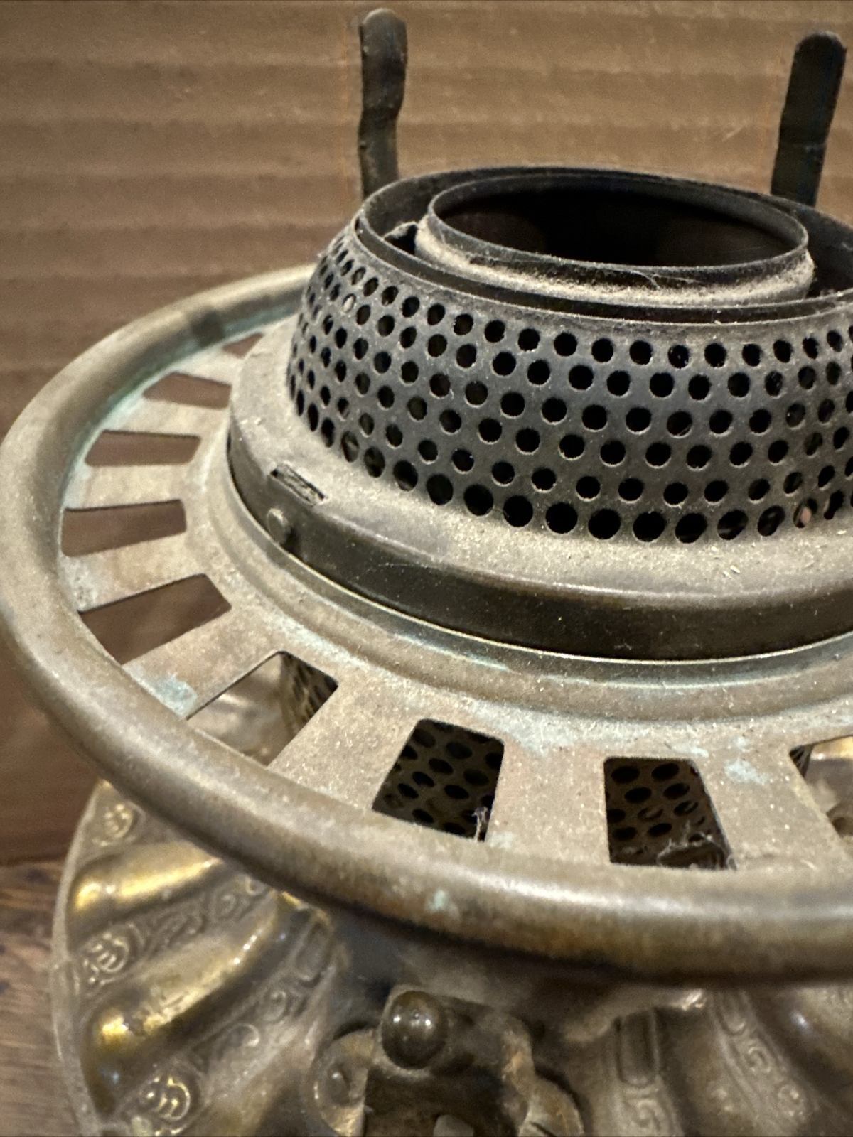 Antique Fostoria Center Draft Oil Lamp Burner Font Part Ornate Brass eBay