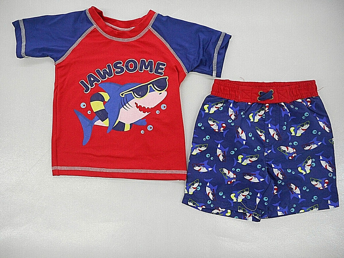Toddler Boys Quad Seven Short Sleeve Swim Shirt & Shorts 2PC Set