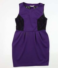 Dorothy Prkins Womens Purple Polyester Blend A-Line Size 16