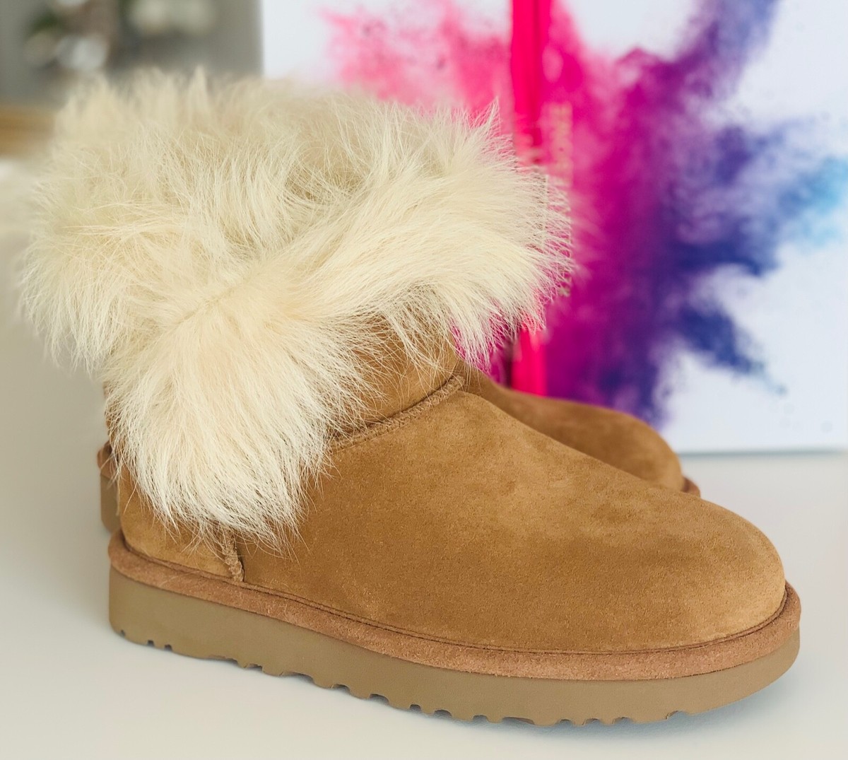 Ugg Stiefel Ugg Boots Braun Mit Fell Orig UGG Stiefel Damen Lamm