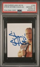 STEVE AUSTIN 1992 WCW EUROFLASH PSA 10 / 10 AUTO - POP 1 - #199 WWE STONE COLD