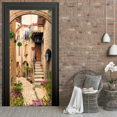 Türtapete selbstklebend TürPoster - ROMANTISCHE GASSE - Bild 1 von 4