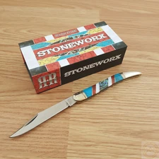 Rough Ryder Stoneworx Large Folding Knife 4" 440B Steel Blade Synthetic Handle