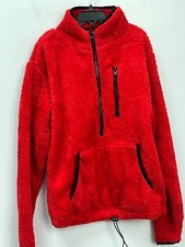 No Boundaries Red 1/4 Zip Mock Neck Plush Pullover Long Sleeve Sweatshirt