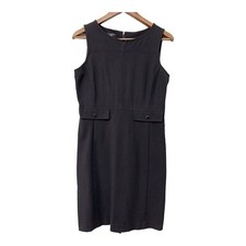 Talbots Sleeveless Sheath Dress Womens Size P Black Work Office Career
