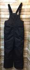 SWISS TECH Black Snow Bib Overalls Lined Double Knee Youth L 10-12
