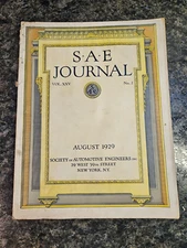 S A E SAE Journal August, 1929 Society of Automotive Engineers (Lot 1476)