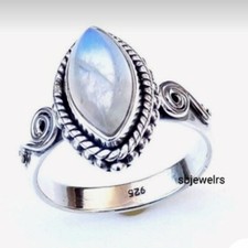 Beautiful Moonstone Gemstone 925 Sterling Silver Boho Ring Gift For Mother D-404
