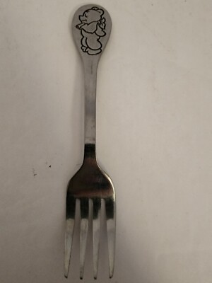 Vintage Tommee Tippee Bear 5 1/2 in Child's Fork Stainless Toddler Utensil Japan