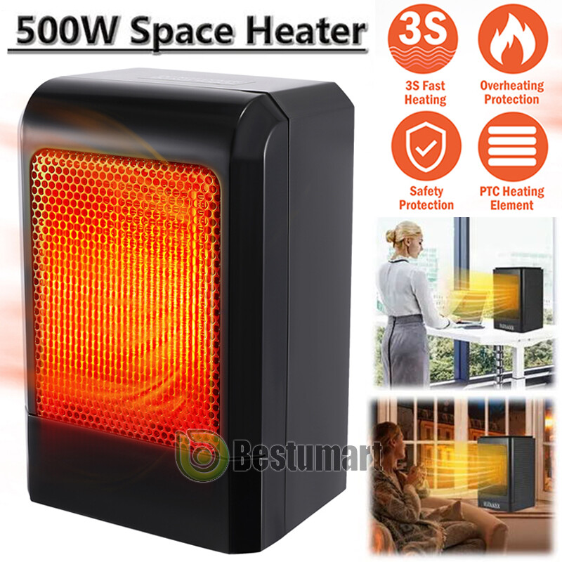Electric Ceramic Space Heater Fan Thermostat 500W/900W Home Office Car  Heating | eBay