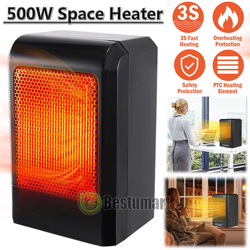 Electric Ceramic Space Heater Fan Thermostat 500W/900W Home Office Car  Heating | eBay